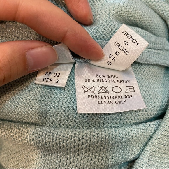 St. John Marie Gray Santana Knit Pants Wool Blue 8 - Picture 5 of 6